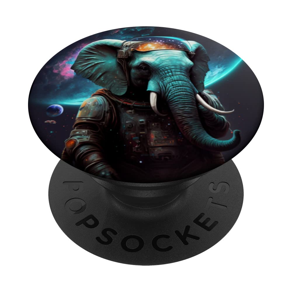 Elephant Astronaut in Space Elephant PopSockets Swappable PopGrip