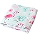 LifeTree Muslin Swaddle Blankets, Flamingo Print Swaddling for Baby Boys and Girls, 70% Bamboo & 30% Cotton Breathable Soft Muslin Blanket, Warp, Nursing Cover