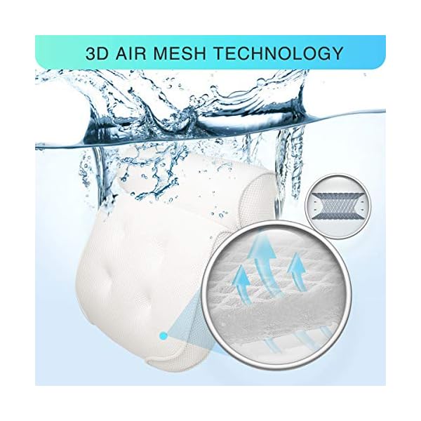Essort Bath Pillow Spa Bathtub Pillow with 4 Suction Cups, Head, Neck, Back and Shoulder Support Bath Pillows for Hot…
