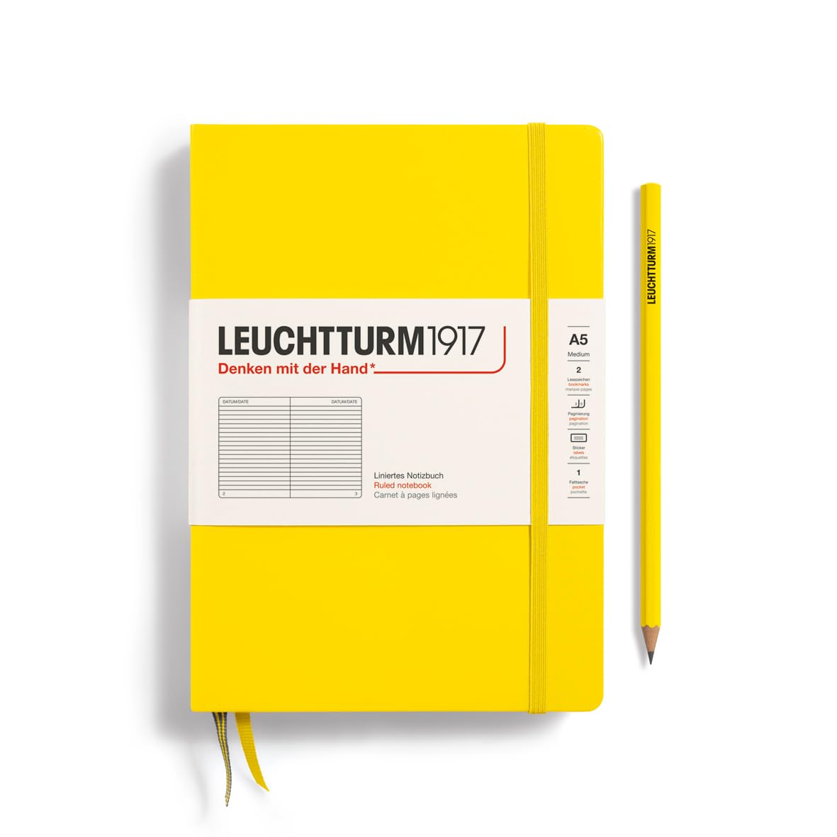 LEUCHTTURM1917 344798 Notebook Medium (A5), 249 Numbered Pages, Ruled, Citron