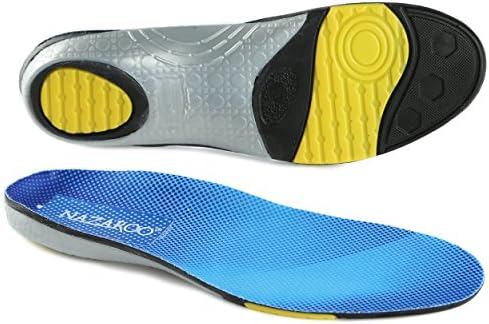 NAZAROO Sports Insoles, Arch Support Shoe Insert for Feet Pain, Heel Pain Relief, Shock Absorption for Walking, Jogging, Running and Hiking, Blue