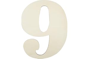 SMANTA 12 Inch Large Unfinished Wood Number, Paintable Unfinished Blank Wooden Numbers Board Unfinished Wood Slices for Birthday Wedding Graduate Party Wall Hang Decor - 9
