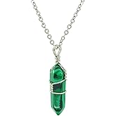 Joseph Brothers Hand Wired Treated Malachite Point Stone Chakra Healing Pendant Necklace