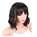 KRSI Fashion Hairstyles Black Mix Brown Synthetic Wigs for Black White African American Women Heat Resistant Natural Wavy Women's Custom Cosplay Party Wigs 14inch+Free Wig Cap