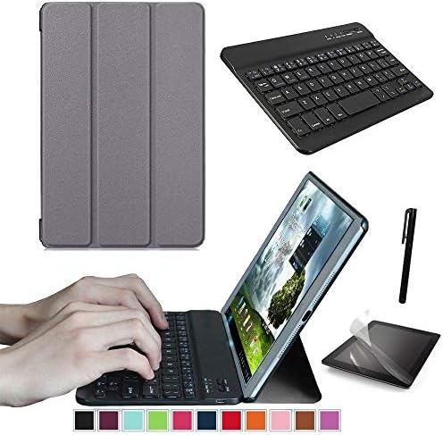 Starter Kit Replacement Suits for Lenovo Tab P10 TB-X705F 10.1 Tablet, Smart Case, Case with Keyboard, Free Screen Protector and Stylus Pen Included. (Grey)