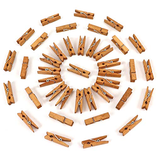Mini Natural Wooden Clothespins, 60pcs, 1.4 Inch Photo Paper Peg Pin Craft Clips for Scrapbooking, Arts & Crafts, Hanging Photos (60pc Rustic Brown) - Thumbnail 4