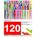Laneco 120 Coloring Gel Pens Set with 60 Colored Gel Pens and 60 Ink Refills