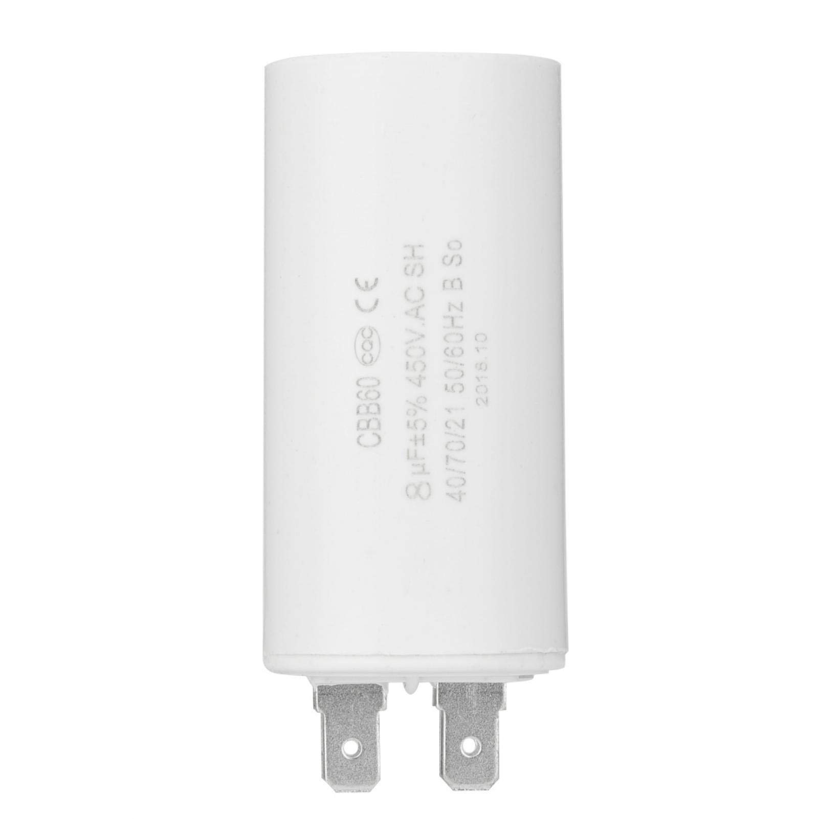 8uF Motor Start Capacitor 450V Rated Voltage Electrical Microfarad Capacitor for Starting the Motor (White)