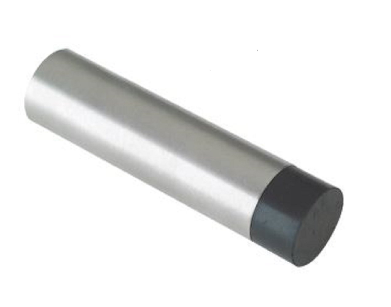 Stainless Steel Concealed Fix Cylinder Pattern Wall/Skirting Mounted Door Stop without Rose - 74mm Projection (Satin Stainless Steel)