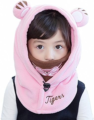 JcxHat Toddler &amp; Kids Boys Girls Tiger Ears Animal Winter Windproof Cap Adjustable Balaclava Ski Hat Face Cover with Cartoon Bow Tie