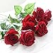 10 Head Real Touch Latex Rose Flowers for Wedding Bouquet Decoration 8 Colors (KC305 Red Rose)