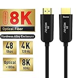 SIKAI Optical Fiber 8K Cable Compatible with LG TV, Samsung QLED TV, Apple TV, VIZIO TV, Roku, 48Gbps Ultra High Speed 8K 4K 4320P UHD HDR High-Definition Multimedia Interface Cable (6 FEET)