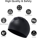 Darbermu Kids Swimming Cap Silicone 22x19cm Black Waterproof Stretchable view 4