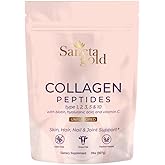 Sancta Gold Multi Collagen Peptides Powder, 2 lbs, for Skin, Hair & Nails, Type I, II, III, V, X Hydrolyzed Collagen Peptides with Hyaluronic Acid & Vitamin C, Unflavored Protein Supplement for Women