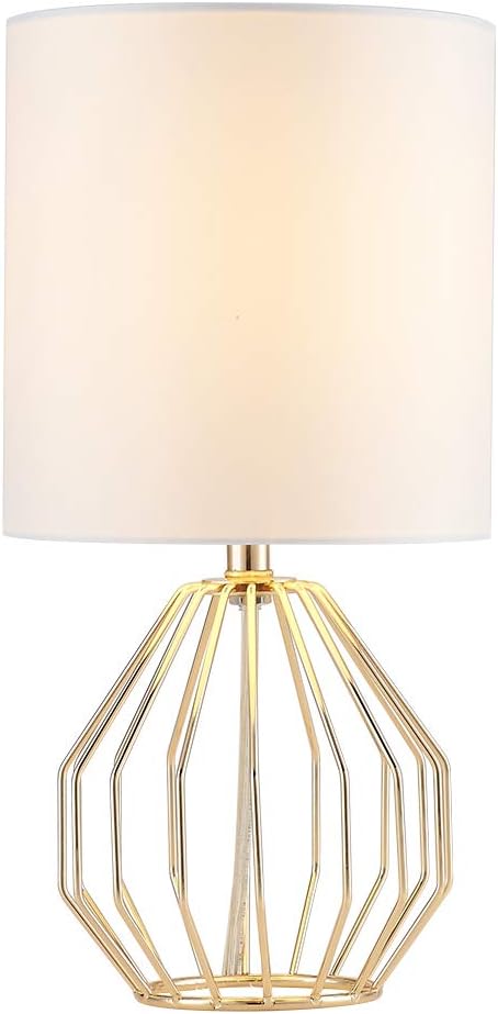 COTULIN Table Lamp,Gold Lamps for Bedroom,Modern Hollowed Out Base Small Table Lamp with White Fabric Shade for Living Room