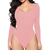 LINMON Women's Scoop Neck Long Sleeve Basic T Shirts Leotard Bodysuits