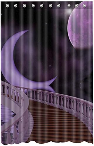 White Steps to The Moon and Space Shower Curtain,water and dirtyproof-66"x 72"