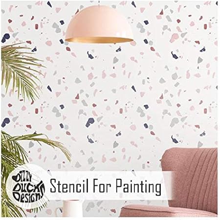 Terrazzo Marble Effect Wall Floor Stencil For Painting Furniture