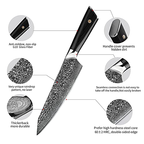 Damascus Chef Knife Zuhaumate 8" Professional Kitchen Knife with