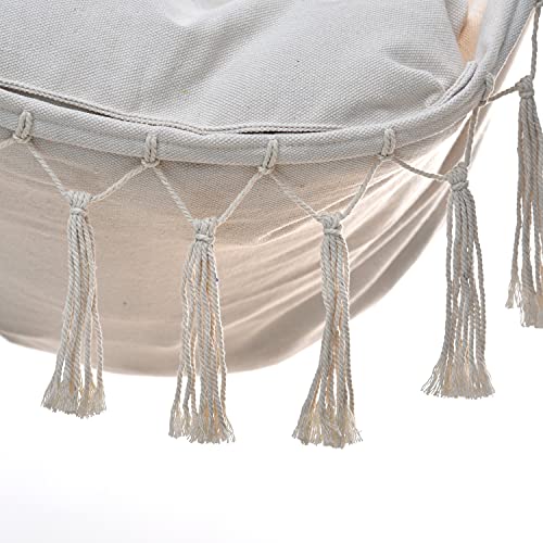 Oneplix Makramee Hängesessel (L100xB95xH130 cm) mit 2 Kissen, Tragetasche und Bücherfach/Hängematte, Hängesitz für… – Bild 5