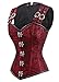 Charmian Women's Gothic Steampunk Brocade Steel Boned Vintage Waist Cincher Overbust Corset Vest Red X-Large