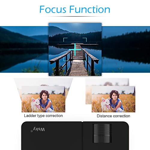 Wsky 2019 Newest LCD LED Outdoor Portable Home Theater Video Projector, Support HD 1080P Best for Outdoor Movie Night, Family, Compatible with Phone, PS4, Xbox, HDMI, USB, SD(Red)