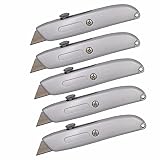 Wideskall Heavy Duty Box Cutter Retractable Blade Metal Utility Knife (Pack of 5)