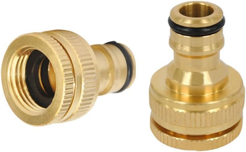 Jia Duo Duo Pack of 2 Brass Hose Tap Connector 3/4" Threaded Garden Water Pipe Adaptor Fitting