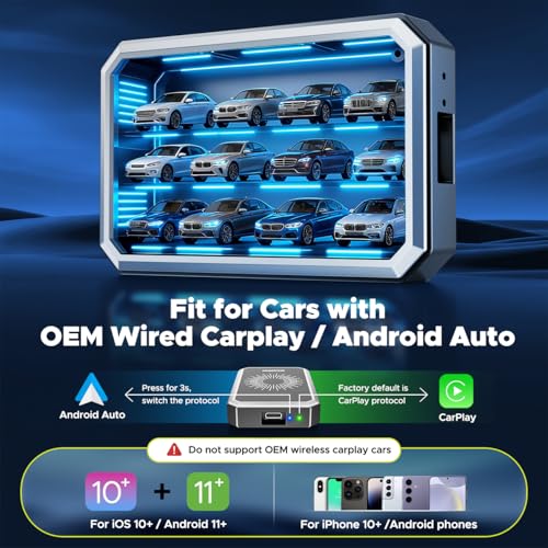 LAMTTO Wireless CarPlay Adapter with Gemini AI, 4GB+32GB Magic Box with Full Google Play Access—Download Streaming Apps, Games, Support Android Auto, OTA, HDMI, Airplay, USB Drive Media Playback