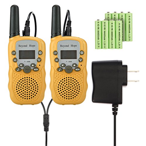 Walkie Talkie,Beyond Hope Rechargeable Kids Walkie Talkies 22 Channel 0.5W FRS/GMRS 2 Way Radios with Charger and Rechargeable Batteries,Coloful Walkie-Talkie For Kids (Yellow, Pack of 2)