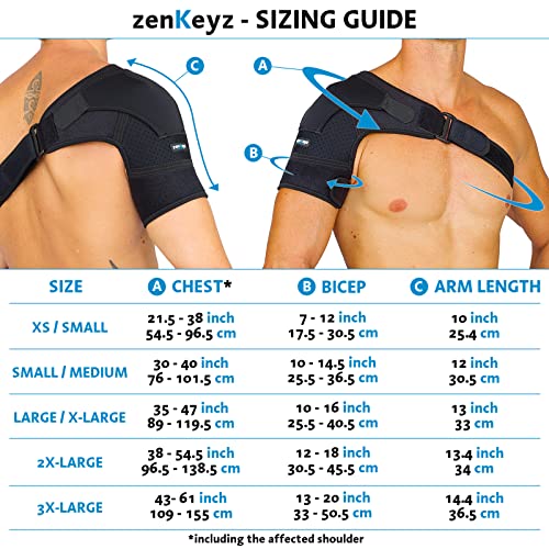 ZENKEYZ Shoulder Brace for Men & Women, Size rage XS3XL, Torn Rotator