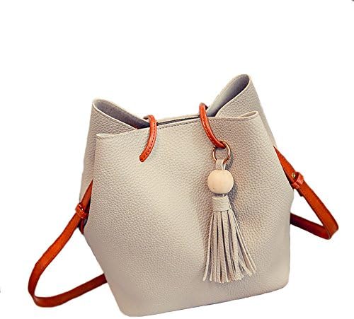 Cherry Roll Womens Cute 2 Piece a Set Pu Leather Shoulder Bag Tote Purse (Grey)