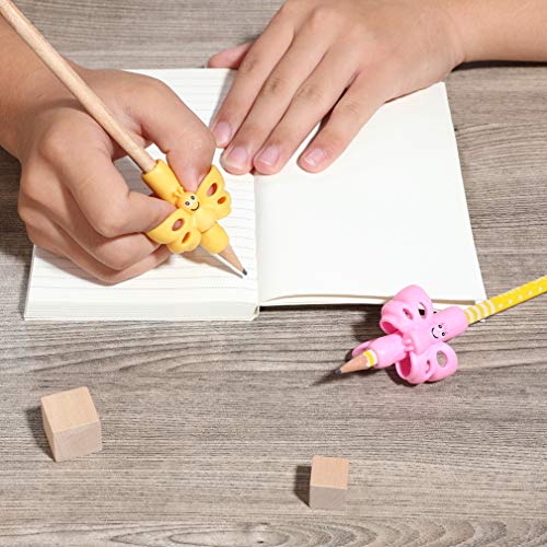 Pencil Grips - BUSHIBU Children Pen Writing Aid Grip Set Posture Correction Tool for Kids Preschoolers Children,Hollow Ventilation (Pack of 4)