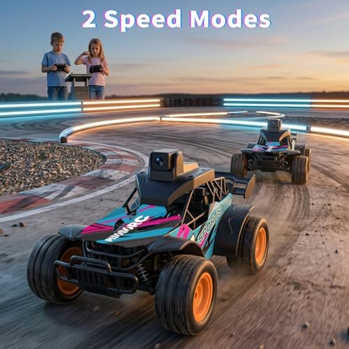 Voiture Télécommandée Avec Caméra, 2.4GHz Écran LCD 2.8" et Caméra Orientable à 60°, Vidéo en Direct, Double Commande APP/Radio, Rechargeable Voiture Télécommandée Cadeau pour Enfants et Adultes