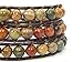 Celtic Knot Bracelet Leather Picasso Jasper Beaded Wrap