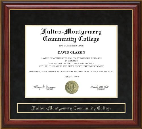 Wordyisms Fulton-Montgomery Community College (FMCC) Mahogany Diploma Frame