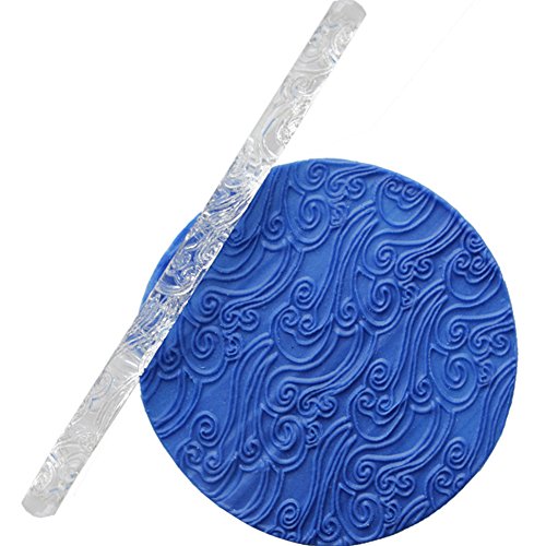 Textured Rolling Pin, Acrylic Rolling Pins Non-Stick Sugar-craft Cake Decoration Colorful Fondant Pasta Roller Embossed Patterned Mold DIY Lightweight Rolling Pin Kitchen Accessories(style B)