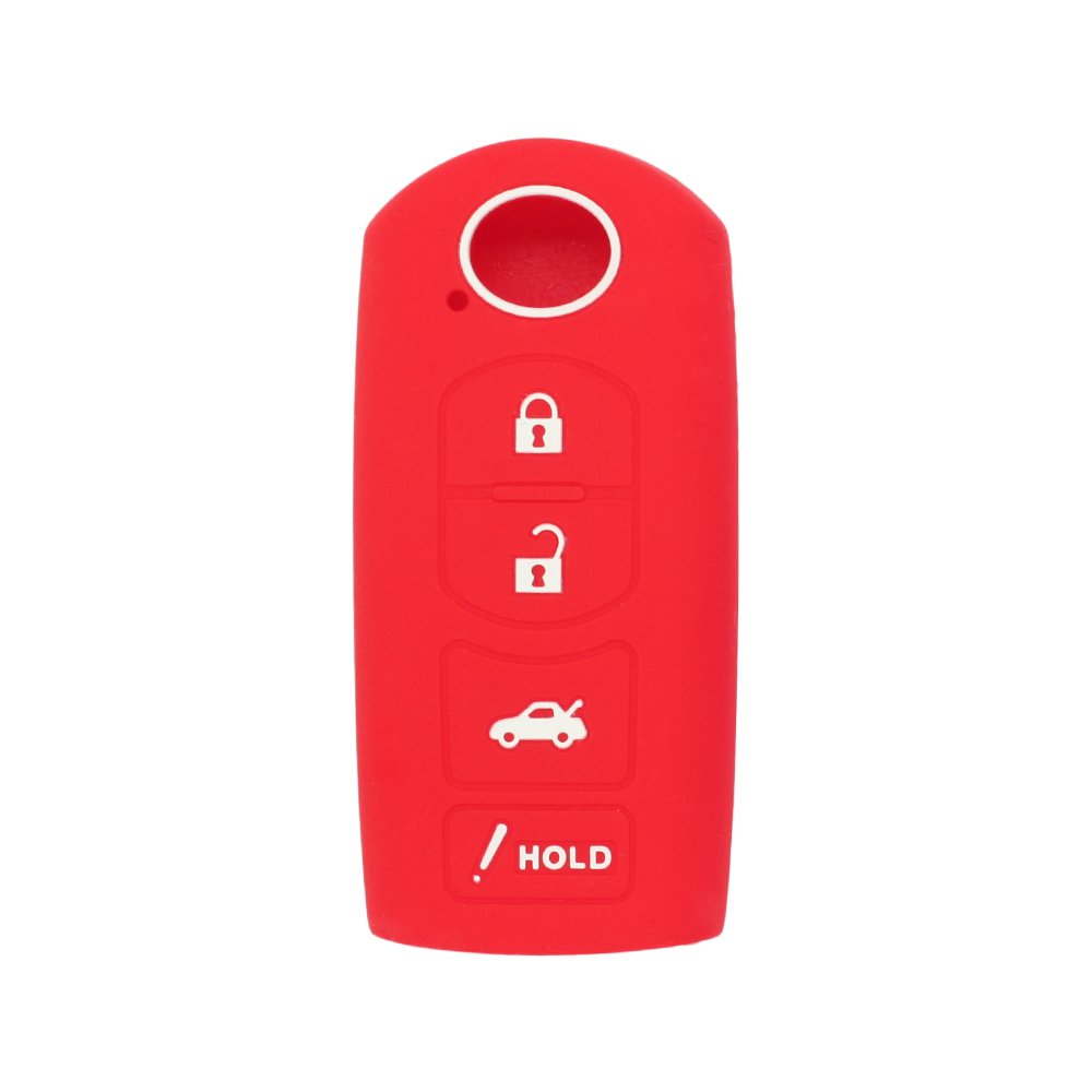 BROVACS Silicone Cover Protector Case Holder Skin Jacket Compatible with MAZDA 4 Button Smart Remote Key Fob CV2535 Red
