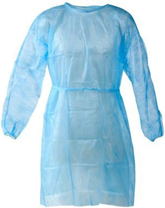 Disposable Gowns, 10/50 pcs Disposable Waterproof Film Isolation Clothing, with Elastic Cuff -Disposable Non-Woven…