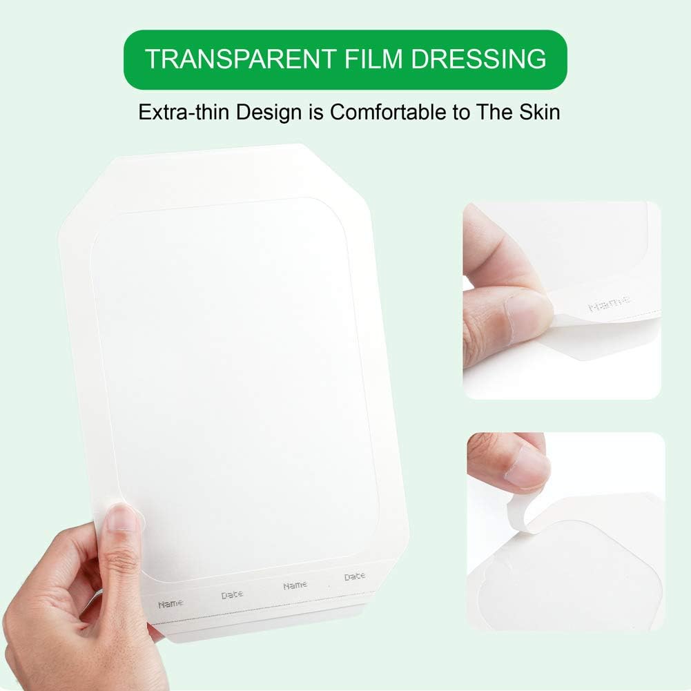 18 PCS Transparent Film Dressing 6x8 inch, Sterile, Waterproof Adhesive Wound Cover Bandage Tape, Film Dressing for Post Surgical, Scar Therapy, Medical Supplies, Tattoo Dressings, Pack of 18: Health & Personal Care