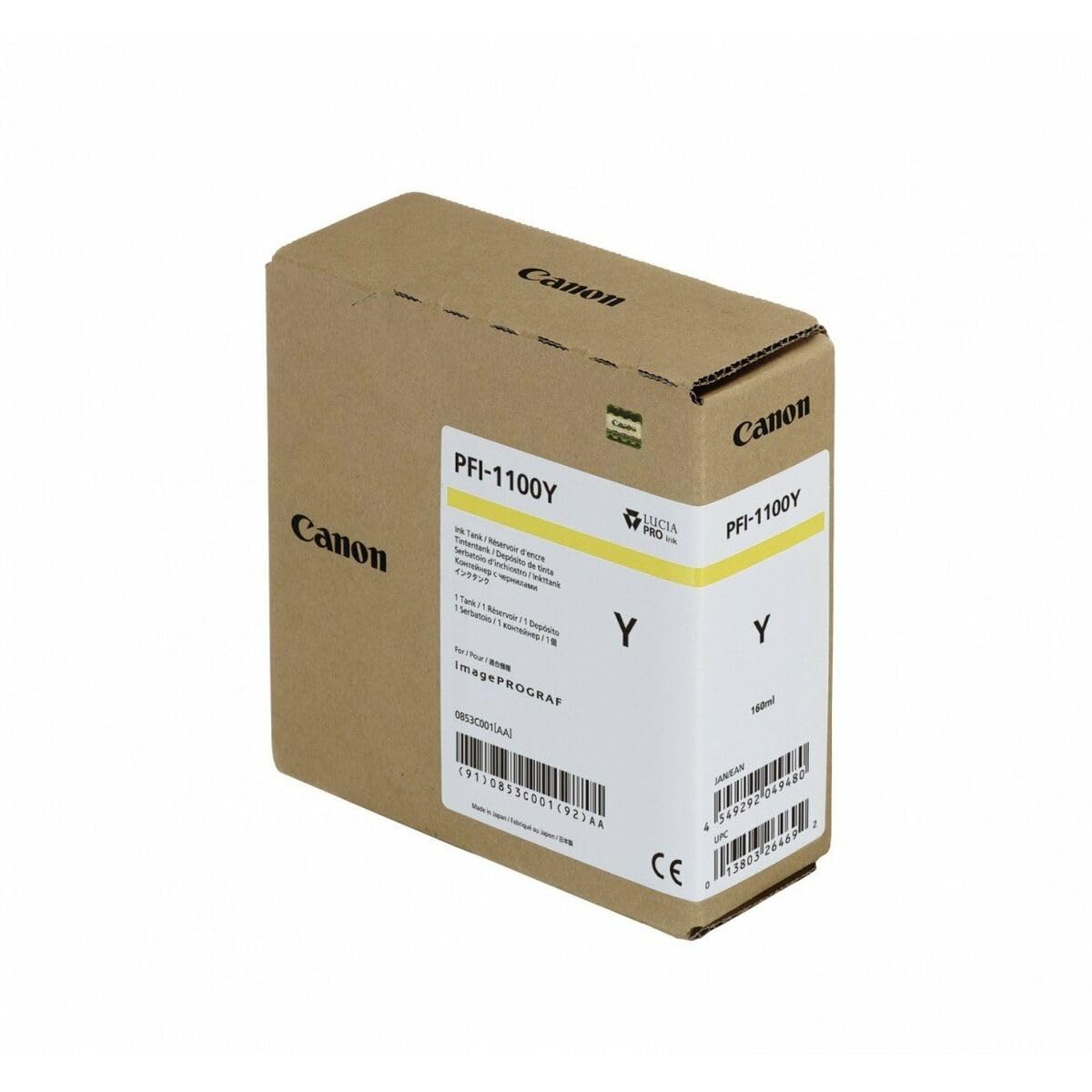CANON PFI-1100 Ink Yellow Standard Capacity 160 ml Pack of 1 iPF Pro2000/4000/4000S/6000S