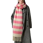 Caissip Winter Warm Soft Striped Scarf Long Shawl Tassel Edge Fashion Women Faux Cashmere Knitted Thick Blanket Scarves Wraps