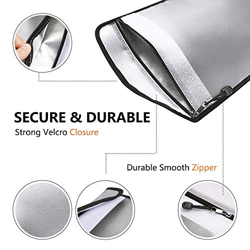Fireproof Document Bag Karidge 15”x11” Fire & Water Resistant Safe Storage Pouch for Money Passport Legal Document, Non-Itchy Silicone Coated Double Layer Fiberglass Foil Inner for Maximum Protection