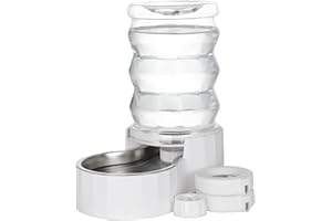 RIZZARI Automatic Dog Water Bowl Dispenser: 6L Upgraded Gravity Stainless Steel Cat Water Dispenser, Water Feeder with Two Caps and Filters for Pets Indoor/Outdoor Use by Owners (6L+)
