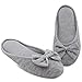 HomeTop Women’s Cozy Cashmere Cotton Closed Toe House Slippers with Cute Bow Accent (Medium / 7-8 B(M) US, Gray)