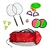 Combo outdoor play set of 3 Hook and Loop catch Speed ball & Badminton in mesh carryon bag