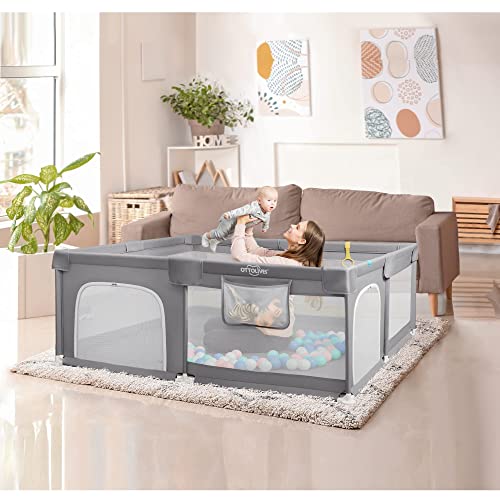 OTTOLIVES Baby Playpen, Extra Large Playpen for Babies and Toddlers, Safety Baby Gate Playpen