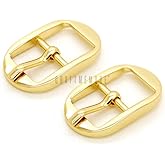 CRAFTMEMORE 4pcs 1/2", 5/8" Belt Buckle Single Prong Oval Center Bar Buckles for Belt Purse Making Accessories SC60 (1/2 Inch, Gold)