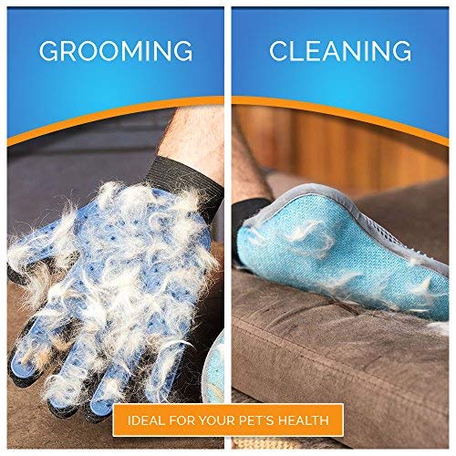 [Enhanced Version] Pet Grooming Glove - Gentle Deshedding Brush Glove - Efficient Pet Hair Remover Mitt - Massage Tool with Enhanced Five Finger Design - Perfect for Dogs & Cats with Long & Short Fur