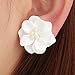Clearance! Fashion Design Womens White Flower Shaped Ear Studs Earring Lovely Ear Jewellery Hypoallergenic Pearl Earrings (White)